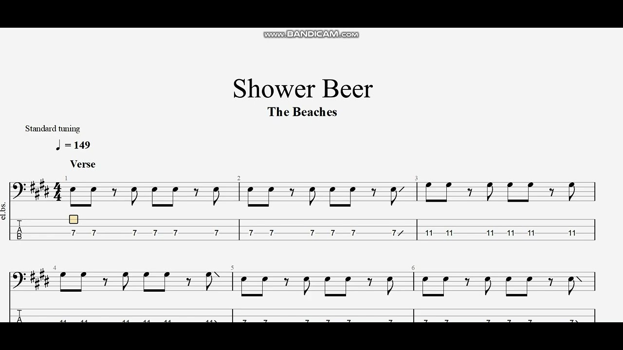 The Beaches - Shower Beer (bass tab) - YouTube