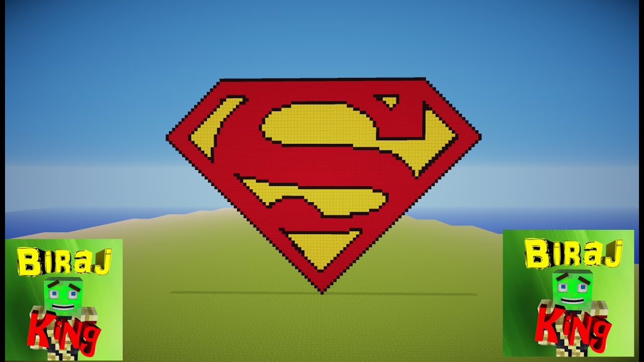 Minecraft Superman logo pixel art time laspe YouTube