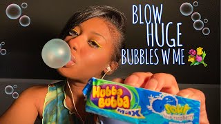 ASMR Binaural Ear to Ear Blowing Bubbles +Gum Chewing Mouth Sounds