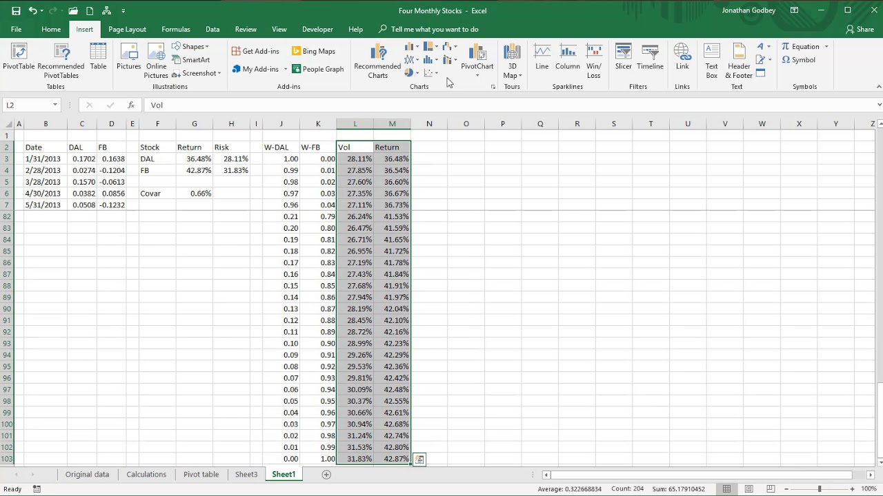 how to graph efficient frontier in excel for mac