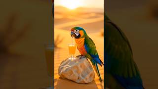 The parrot and its baby build a home in the desert, but monkey comes and destroys it 😭 #ai #parrot