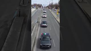 Pro-Iran Regime Convoy Waves Palestinian Flags in Canada