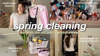 spring cleaning 🌷🫧🧺 closet clean out, organizing my makeup & skincare & resetting my space!