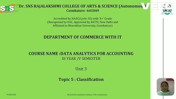 Video lecture Series 5|Ms.R.Pavithra|AP|B.Com IT|Data Classification |SNS Instituions