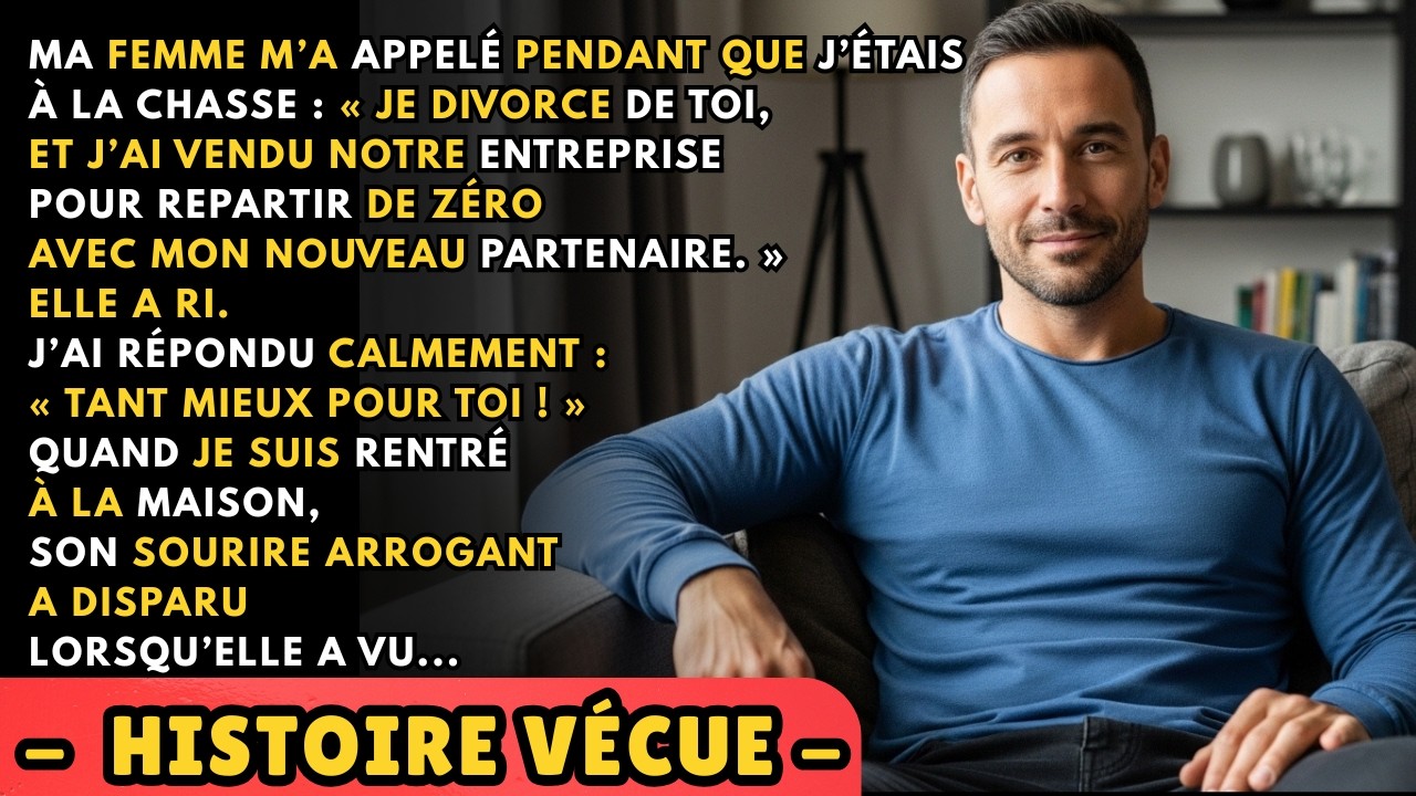 Le téléphone a sonné à seize heures douze, dans le silence de la forêt de Fontainebleau. Ma femme a ri en m’annonçant qu’elle me quittait, qu’elle avait vendu notre entreprise et qu’elle partait...