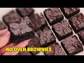 Dark Fudgy Brownies! [ No Oven, No Mixer ]