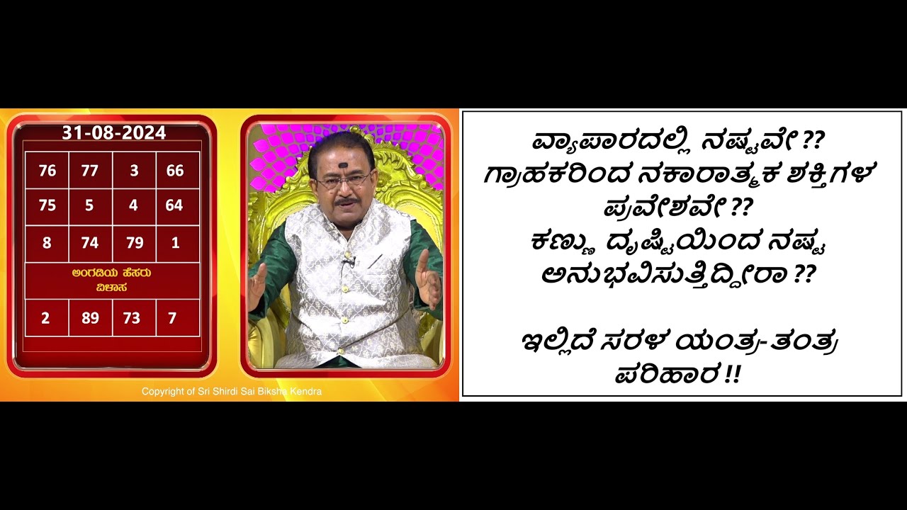 ವ್ಯಾಪಾರದಲ್ಲಿ ಹೆಚ್ಚಿನ ಲಾಭ ಪಡೆಯಲು ಯಂತ್ರ-ತಂತ್ರ | YANTRA - GAIN PROFIT IN BUSINESS -Ep1673 31-Aug-2024