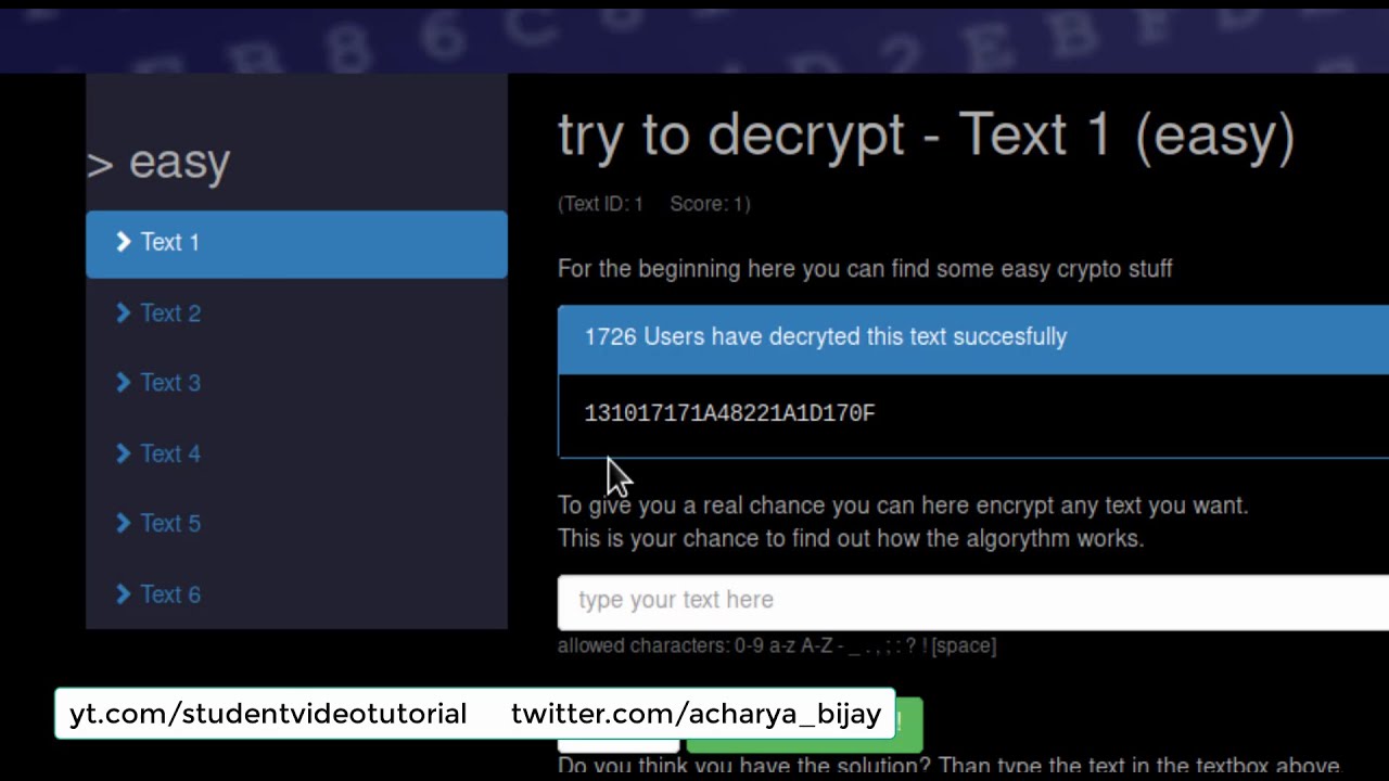CTF TryToDecrypt : TEXT 1 [Kali Linux] - YouTube