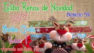 Cómo elaborar una estiba  decorada con renos para navidad Video  1, DIY  + moldes gratis