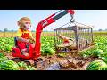 Monkey Farmer Drives Tractor to Harvest Watermelons &amp; Gets ATTACKED by a FIERCE Crocodile! Mp3 Song