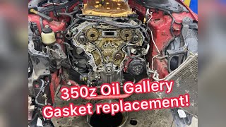 Nissan 350z replacing the oil gallery gaskets and setting the cam timing in car