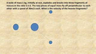 A body of mass 1kg initially at rest explodes and breaks in to 3 fragments of masses in the ratio