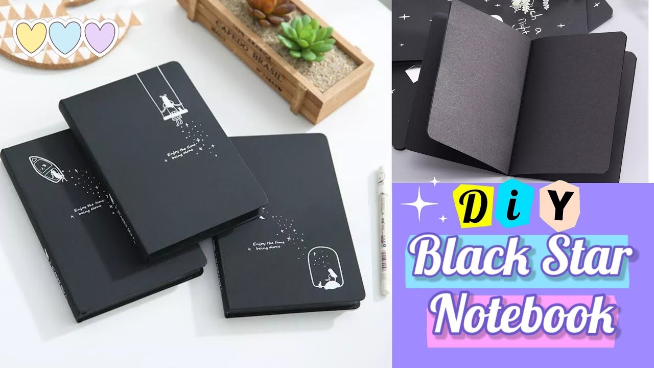 How to make black star journal notebook _ DIY black journal notebook