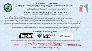 CMSNE's Conflict-Resolution for Case Managers: Improving Communication - On-Demand Webinar