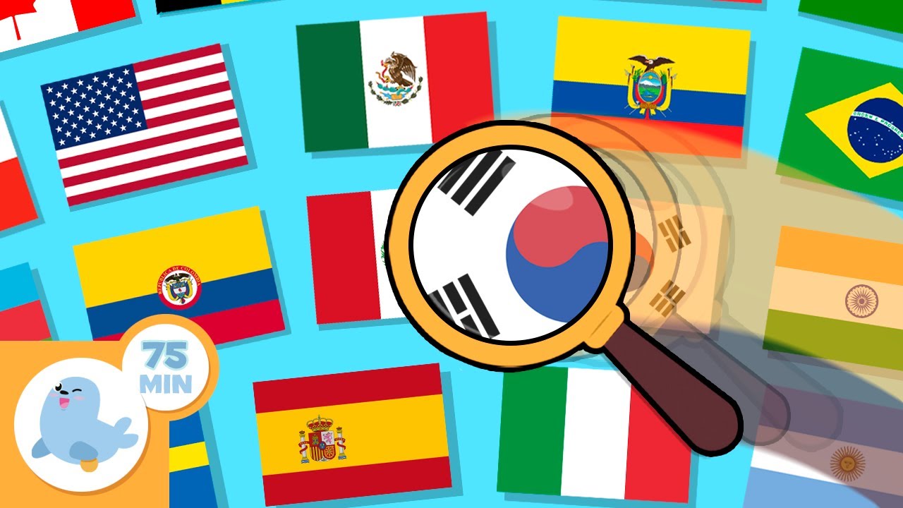 FLAGS and More Geography for Kids 🚩 Educational Game! 🌎 Compilation ...
