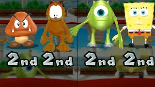 Mario Party 9 - Goomba Vs Mike Wazowski Vs Garfield Vs Spongebob (Minigames)