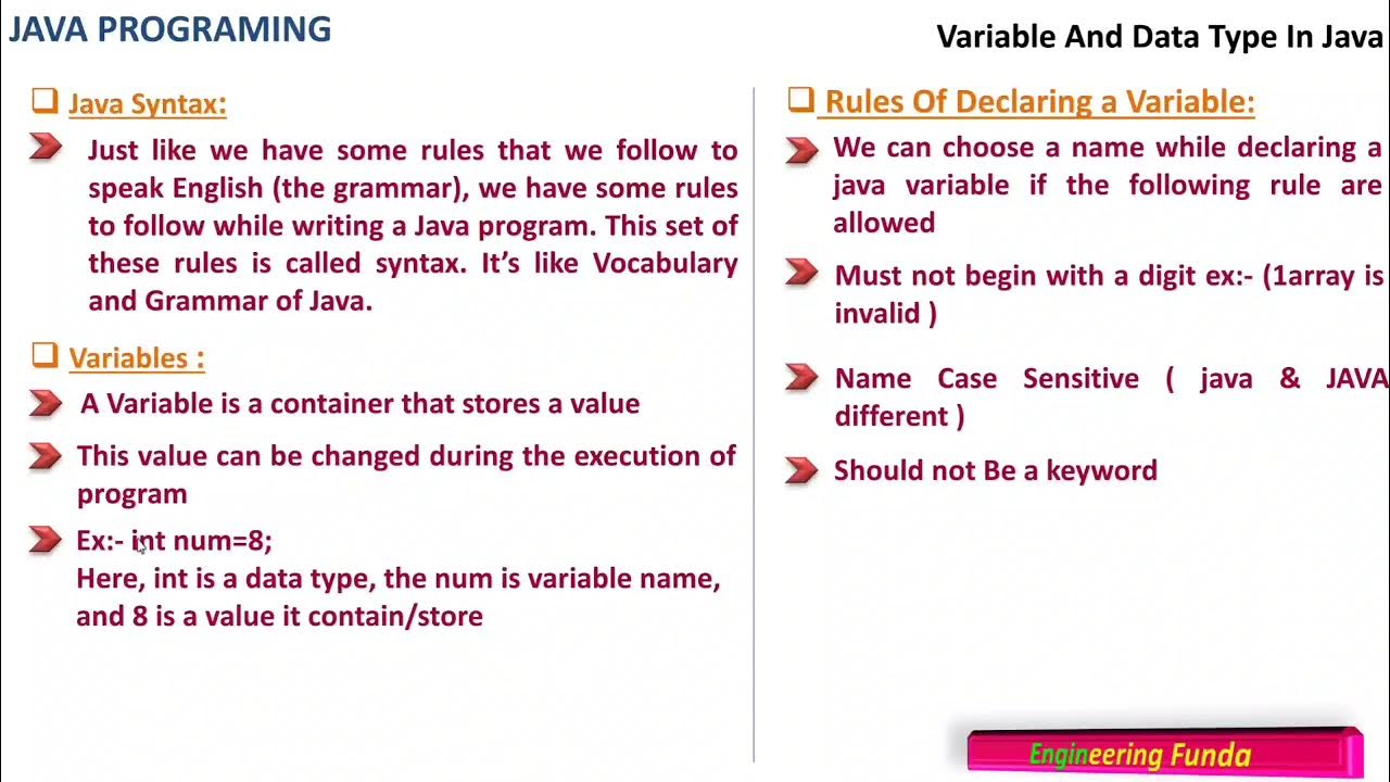 Variable and Data Type in JAVA Programming - YouTube