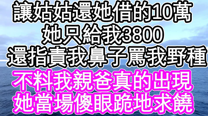 我找姑姑要回她借的10万，她只给我3800，还指责我鼻子骂我野种，不料我亲爸真的出现，她当场傻眼直接跪地求饶 | #为人处世#生活经验#情感故事#养老#退休#浅谈人生#深夜浅读 - 天天要闻