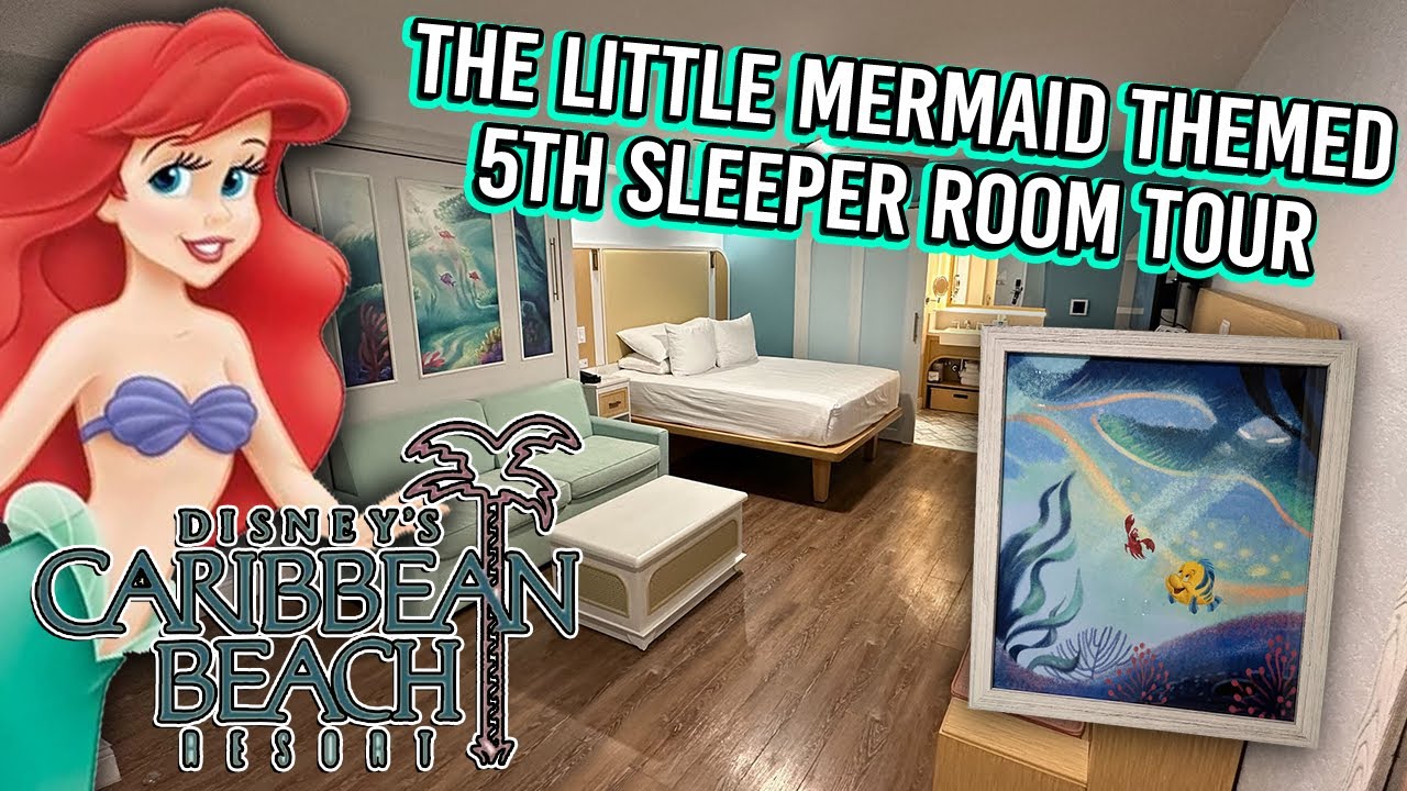 NEW The Little Mermaid 5th Sleeper Hotel Room Tour - Disney’s Caribbean Beach Resort, Disney World