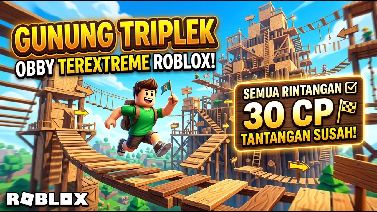 GUNUNG TRIPLEK 30 CP SEMUA RINTANGANNYA TERBUAT DARI KAYU - ROBLOX