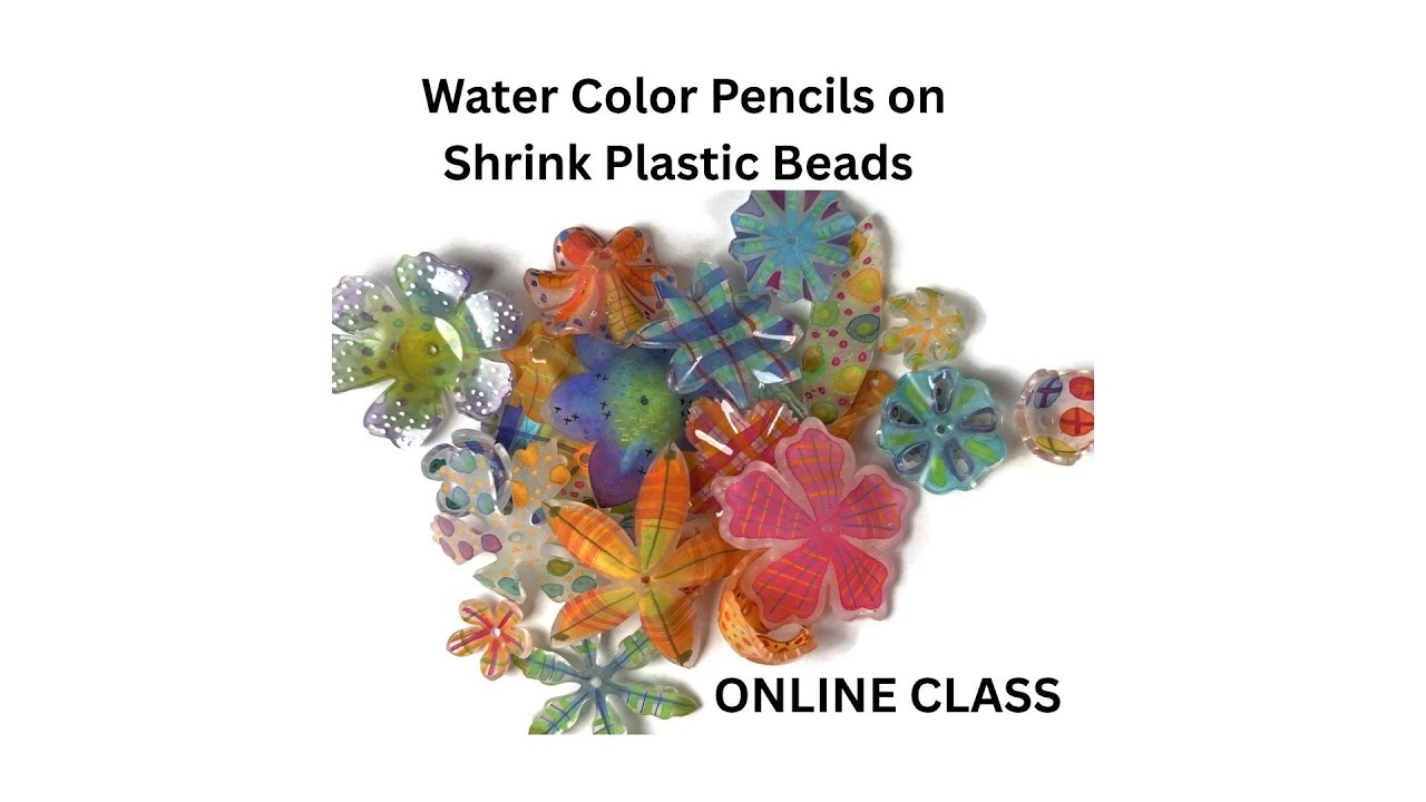 Using water color pencils on shrink plastic beads