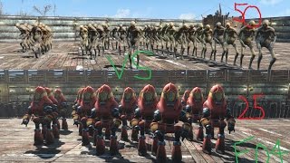 Fallout 4 Arena Battles - 25 Protectron Fire Brigade vs 50 Withered Feral Ghouls