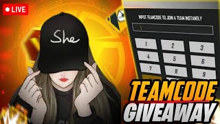 FREE FIRE LIVE || TEAMCODE GIVEAWAY || UNLIMITED CUSTOM GIVEAWAY #freefirelive #shortsfeed #trending