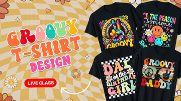 Retro Wavy Groovy T-Shirt Design Tutorial | Vintage T-Shirt Design Adobe Illustrator | Live Class