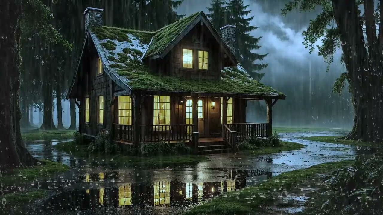 Forest House Rain Relax 🌧️🏡 | Cozy Night Ambience | No Ads ASMR