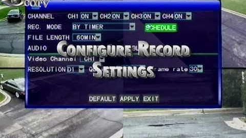 Configure Record Settings - DVR-7004 H.264 Standalone DVR