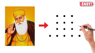 Guru Nanak Dev Ji Drawing from Dots | How To Draw Guru Nanak Dev Ji | Guru Nanak Jayanti Drawing