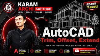#10 AutoCAD 2D Offset, Trim, Extend in Pushto