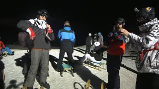Dangerous descent on the slopes at night