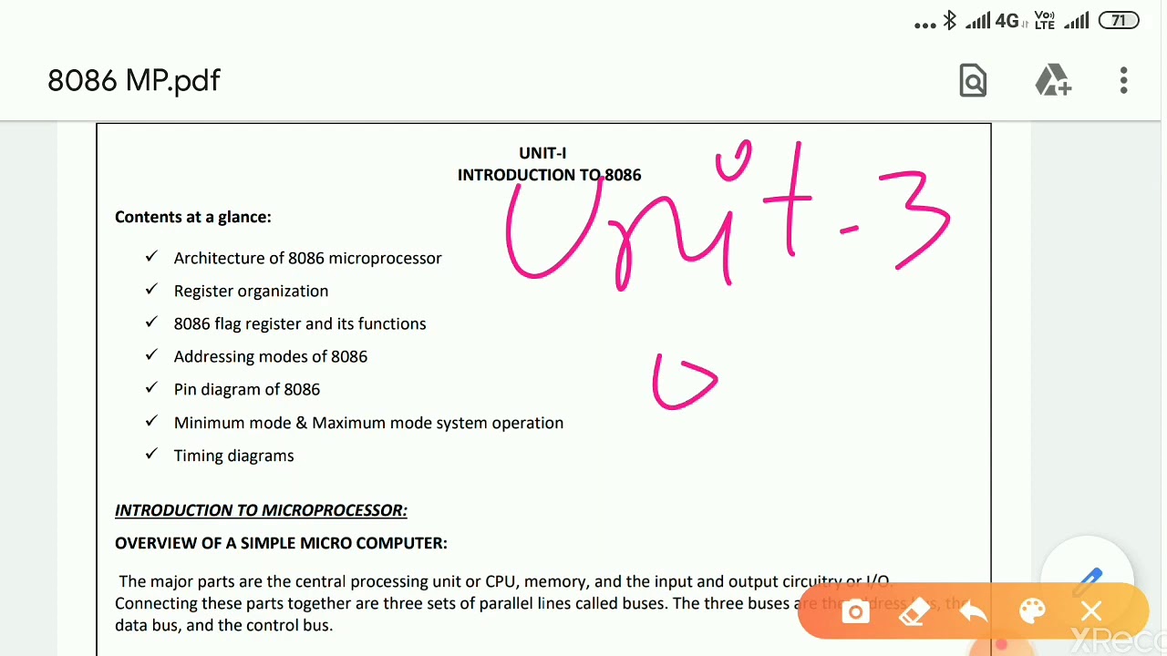 Unit 3:  8086 microprocessor (features, architecture, register organization)
