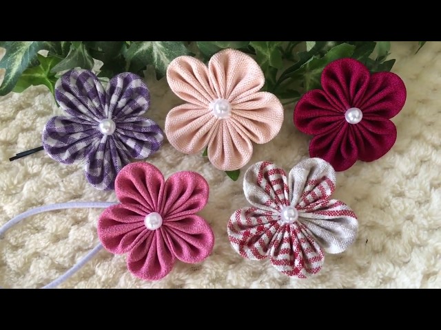 【100均材料だけでつまみ細工】作り方小学校や幼稚園のバザーなどに(^-^) DIYhair accessories kanzashi