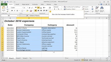 Excel indent: Indenting cell contents
