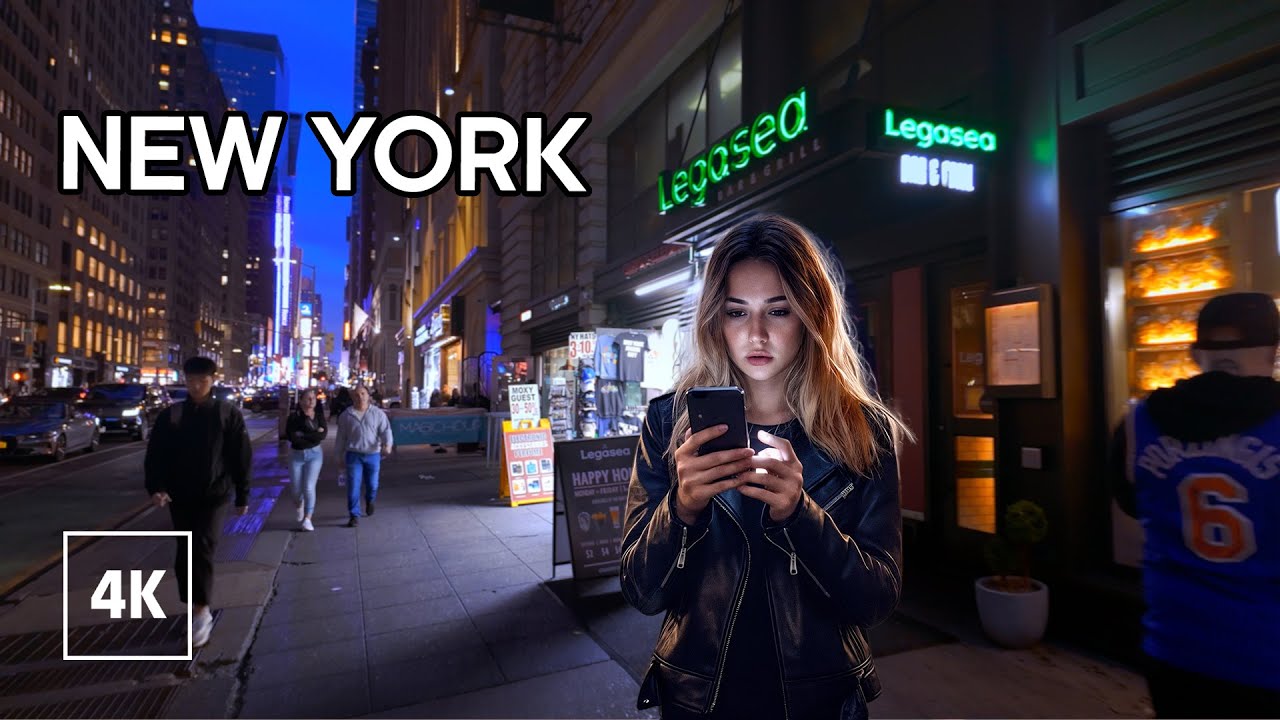 New York, Amerika Serikat | Midtown Manhattan | Jelajah Kota Malam 4K