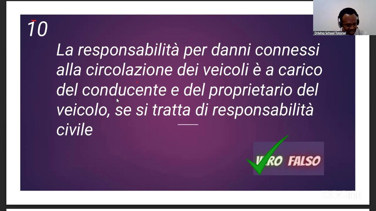 Responsabilità Civile Auto questions and answers in English Part2. QUIZ PATENTE B IN ENGLISH