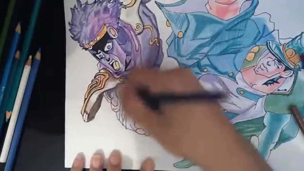 kujo jotaro and star platinum (jojo no kimyou na bouken and 1 more) drawn  by sashiyu