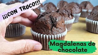 MAGDALENAS de CHOCOLATE (CON TRUCO) muy ESPOJOSAS, nada SECAS y con GRAN COPETE