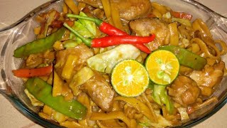 #pancit #chami #pancitmiki #quezonsdelicacy ingredients: -dry miki
noodles/ flat noodles -chicken wings 1/4 kilo (you can use other meat
if you want) (p...