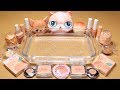 Color Series Season4 Mixing "Peach"Makeup,Parts,glitter Into Clear Slime! "Peach slime"