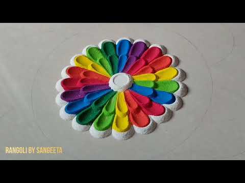 Learn Colors Rangolis / Diwali Rangoli / Relaxing Colorful Art (complete tutorial) / Rangoli Easy-
