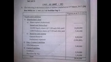 ADVANCED ACCOUNTING (B.COM PART III previous year question paper)