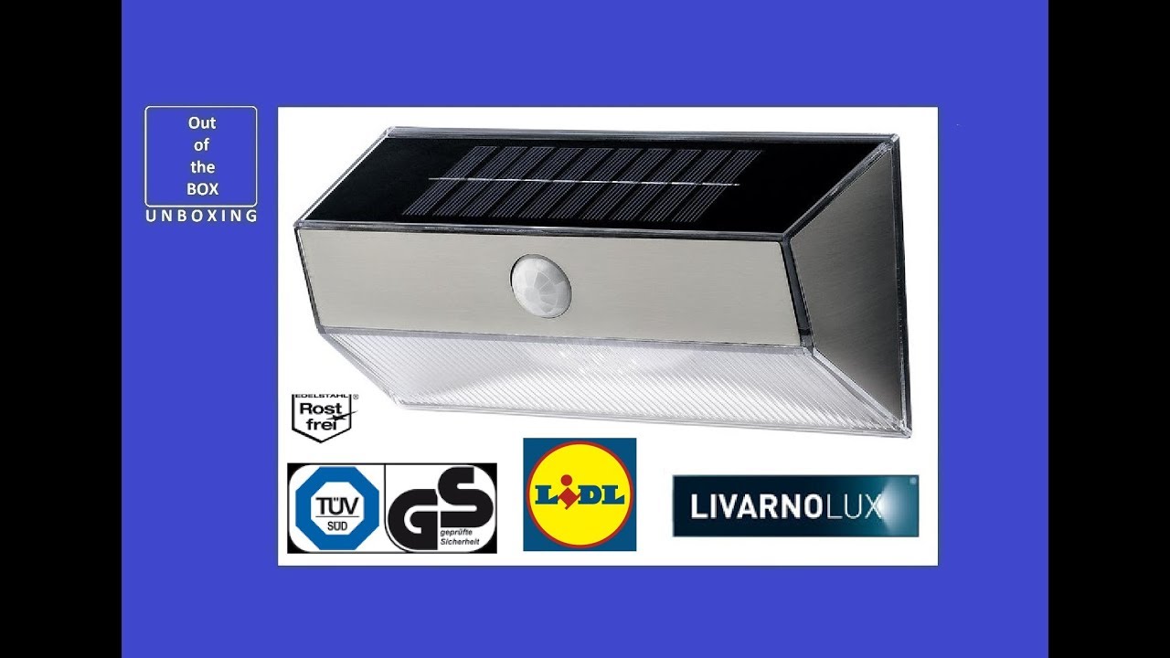 Zwart een schuldeiser Eigenlijk Livarno LUX LED Solar Wall Light UNBOXING (Lidl 900 mAh Ni-MH 5,400 K 100 °  90 lm) - YouTube