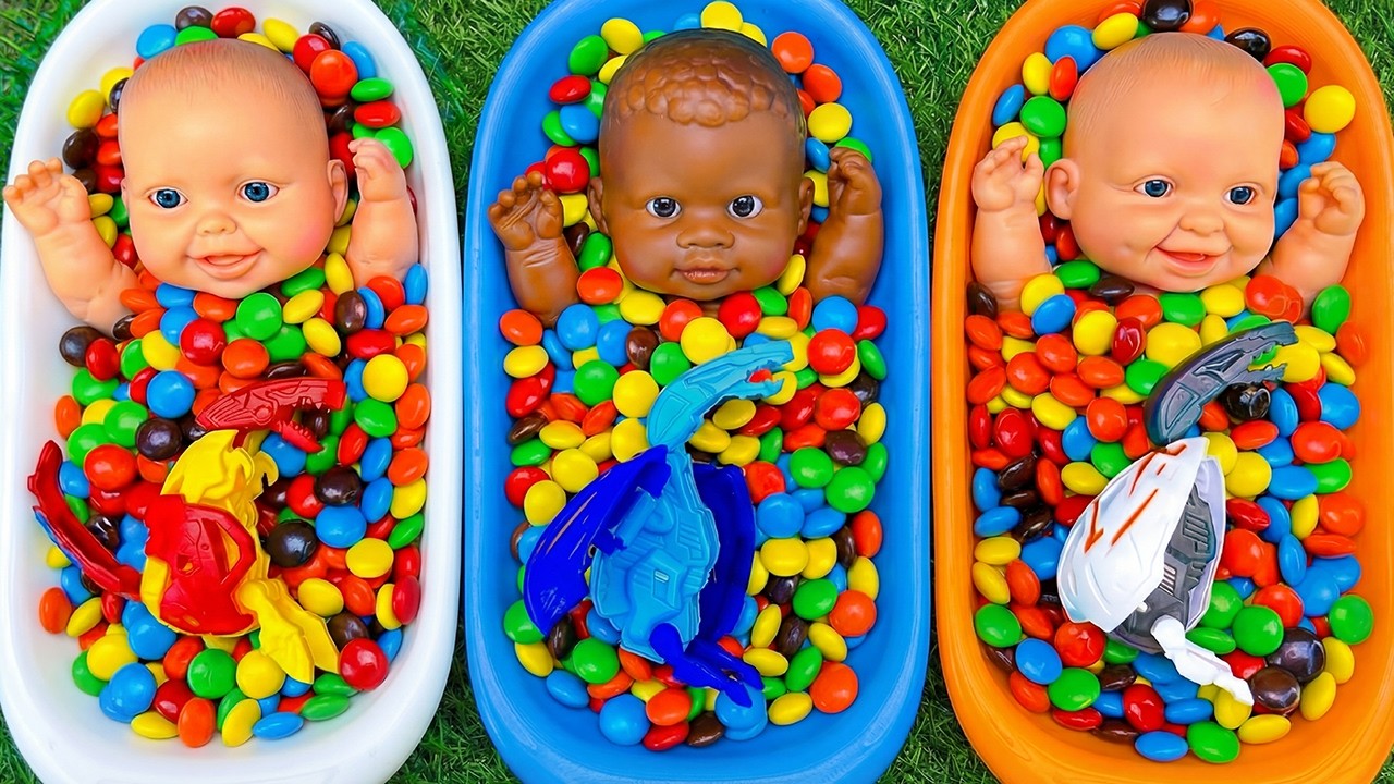 31 Minutes Satisfying with Full of 3 Rainbow BathTubs Candy with M&M's & Magic Slime Cutting Video