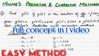 Milne's Predictor & Corrector Method || Milne's Method Engineering Mathematics  @initial-essentials