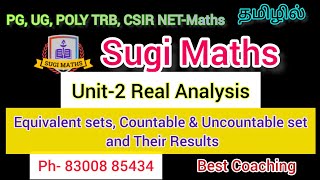 Unit-2 Real Analysis | Equivalent Sets, Countable & Uncountable set and Their Results| Sugi Maths