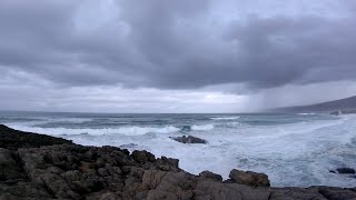 Dark clouds and stones eroded by the sea ASMR
