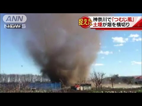 カメラが捉えた！大きな渦の「つむじ風」　神奈川(17/02/13)